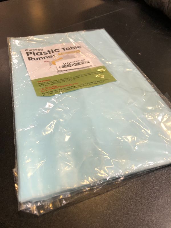 Photo 1 of Pureegg Light Blue Plastic Table Runners - 10 Pack, 14'' x 108'', Water Resistant & Disposable Centerpiece Decorations for Table Cloth, Wedding, Birthday, Holiday, Baby Shower, Party, Home Decor