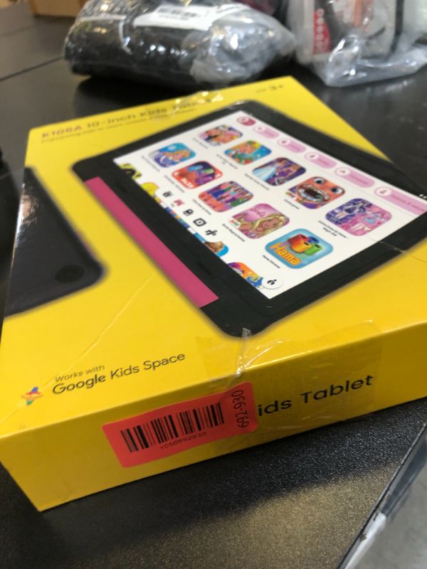 Photo 1 of ApoloMedia Kids Tablet, 10.1 Inch HD Android 15, 64GB Storage, 8GB RAM, Eye Protection Mode, 10-Hr Battery, Parental Shockproof Case - Tablet for Kids (Black)