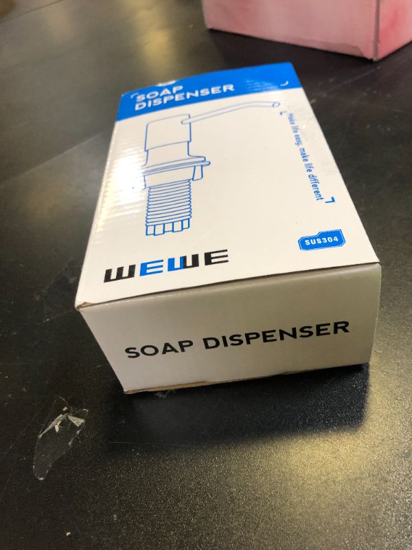 Photo 1 of Built in Soap Dispenser for Kitchen Sink WEWE, Stainless Steel Brushed Nickel in Counter soap Dispenser Refill from The Top 10oz Large Liquid Bottle
