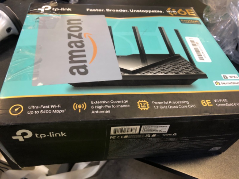 Photo 1 of TP-Link AXE5400 Tri-Band WiFi 6E Router (Archer AXE75), 2025 PCMag Editors' Choice, Gigabit Internet for Gaming & Streaming, New 6GHz Band, 160MHz, OneMesh, Quad-Core CPU, VPN & WPA3 Security