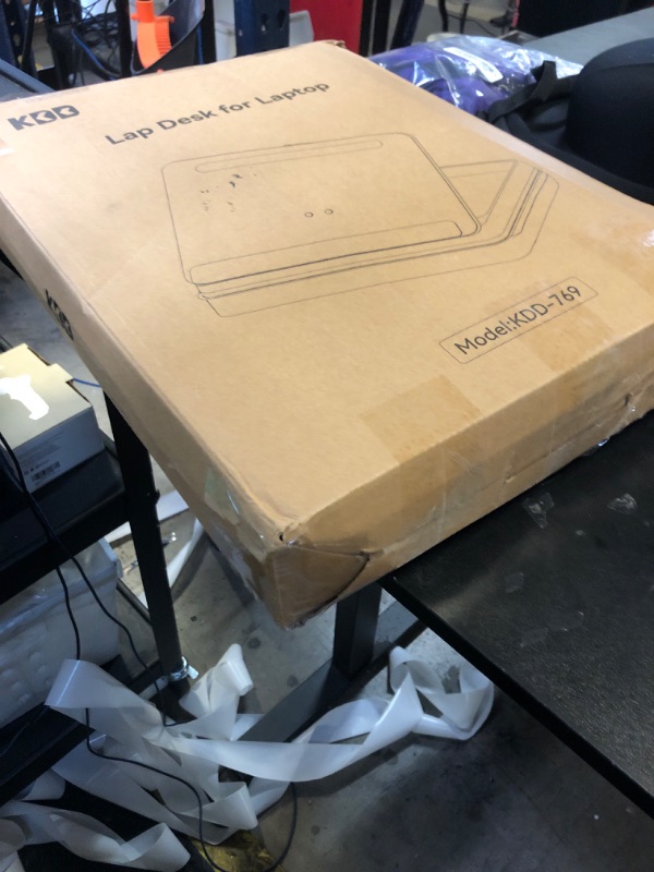 Photo 1 of KDD Laptop Lap Desk with Cushion, Laptop Table with Storage for Bed & Sofa, Adjustable Lap Pillow Stand with Anti-Slip Strip & Cell Phone/Tablet Slot for Home Office College