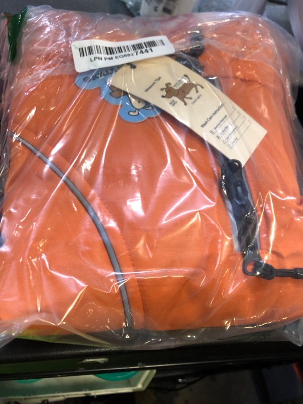 Photo 1 of Queenmore Winter Dog Coat Warm Dog Jacket Vest Waterproof Puffer Fleece Snowsuit Adjustable Buckle Leash Hole Reflective Cold Weather Parka for Small Medium Large Dogs Girl Boy Orange L