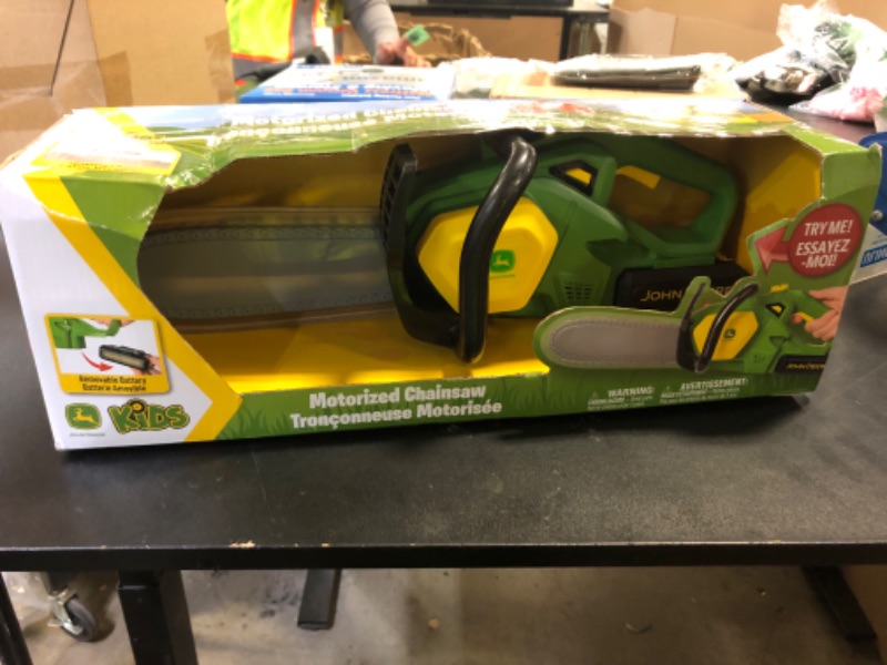Photo 1 of John Deere Power Tools Chainsaw Toy, Construction Tool with Lights and Sounds, Pretend Play Toy for Boys