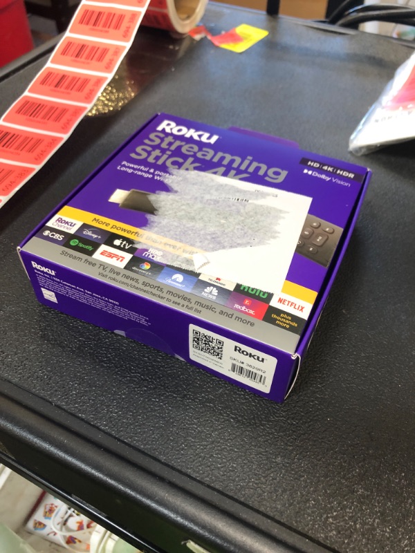 Photo 1 of Roku Streaming Stick 4K - HDR & Dolby Vision Roku Streaming Device for TV with Voice Remote & Long-Range Wi-Fi - Free & Live TV