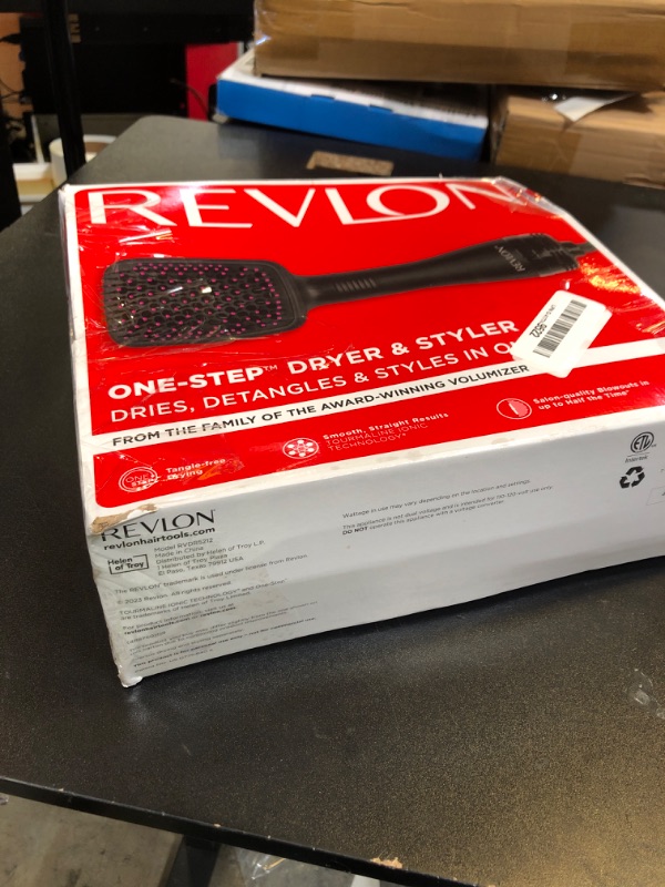 Photo 1 of REVLON One-Step Hair Dryer and Styler, All-in-One Detangling and Straightener Brush for Salon-Quality Smooth, Straight Hair, More Shine and Less Frizz, Black