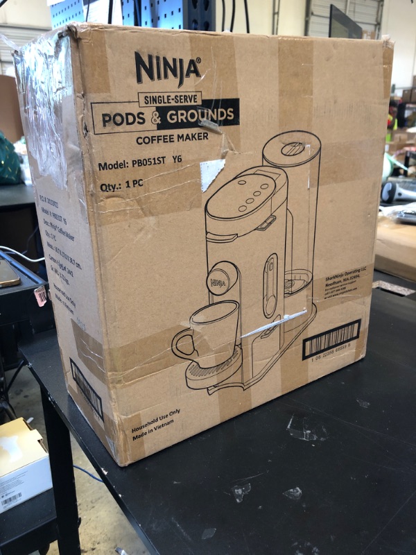 Photo 1 of Ninja Pod & Grounds Specialty Single-Serve Coffee Maker, K-Cup Pod Compatible, Brews Grounds, Compact Design, Built-In Milk Frother, 56-oz. Reservoir, 6-oz. Cup to 24-oz. Mug Sizes, Stone, PB051ST