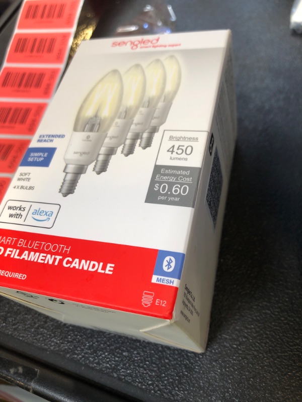 Photo 1 of Sengled Alexa Light Bulb, E12 Smart Bulbs, Edison Bulbs Bluetooth Mesh, 40 Watt Candelabra Light Bulbs 2700K B11, Smart Bulbs That Work with Alexa, Dimmable & Group Control, No Hub Request, 4 Pack