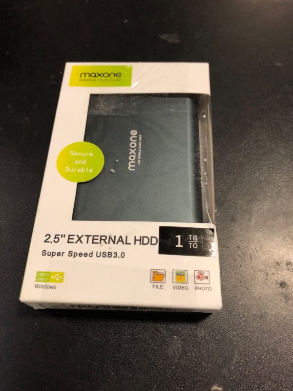 Photo 1 of Maxone 500GB Ultra Slim Portable External Hard Drive HDD USB 3.0 Compatible with PC, Laptop, Charcoal Grey