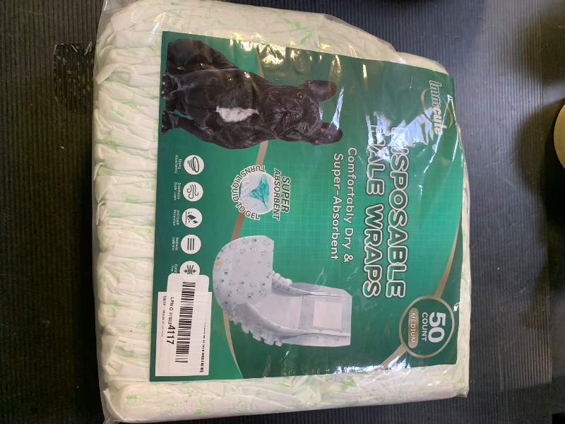 Photo 1 of IMMCUTE Male Dog Wraps 50 Ct, Medium Size, Male Dog Diapers Disposable, Super Absorbent Leak-Proof Doggy Diapers,Belly Bands for Dogs with Wetness Indicator, Ideal for Indoor, Outdoor