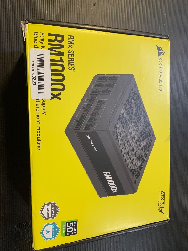 Photo 1 of CORSAIR RM1000x Fully Modular Low-Noise ATX Power Supply – ATX 3.1 Compliant – PCIe 5.1 Support – Cybenetics Gold Efficiency – Native 12V-2x6 Connector – Black