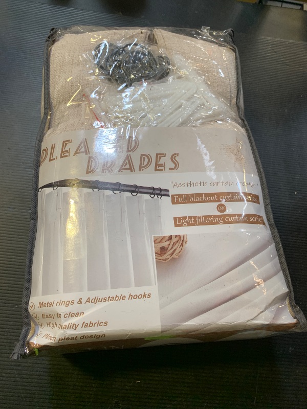 Photo 1 of PleatedDrapes Drop Cloth Farm House Tall Curtains for High Living Room, Pinch Pleated Semi Sheer Curtains 120 Inches Long/10 Foot 2 Panels Set with Hook Linen Look Ruffle Light Filtering W40 xL120