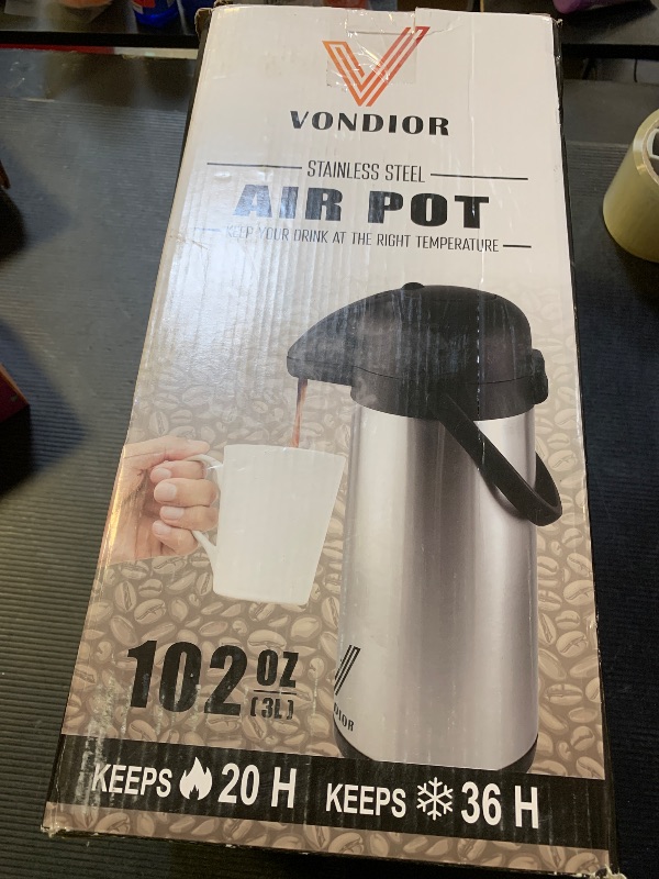 Photo 1 of Coffee Carafe for Keeping Hot - 102oz/3L Airpot Coffee Dispenser with Pump - Insulated Stainless Steel Hot Beverage Dispenser for Parties - Thermal Carafe for Hot Drinks Water Tea Chocolate