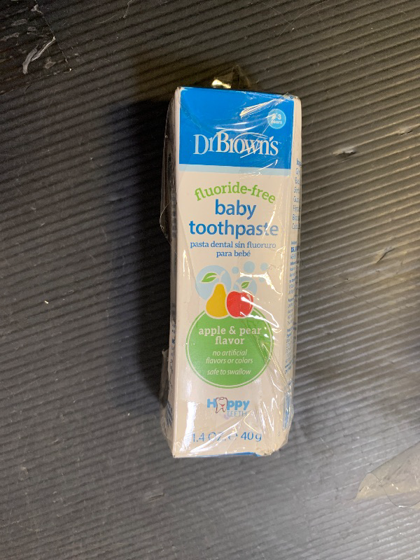 Photo 1 of Dr. Brown's Fluoride-Free Baby Toothpaste, Safe to Swallow, Apple Pear, 1-Pack, 1.4oz/40g, 0-3 years