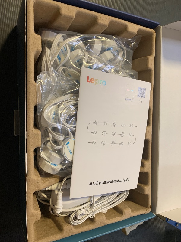Photo 1 of Lepro E1 AI Permanent Outdoor Lights APP Control, 100ft 60 LED Smart RGB+IC+Warm/Cool White House Eave Light for Halloween Christmas, Alexa Google Enabled, 2.4 GHz WiFi/Bluetooth, NO Remote Controller