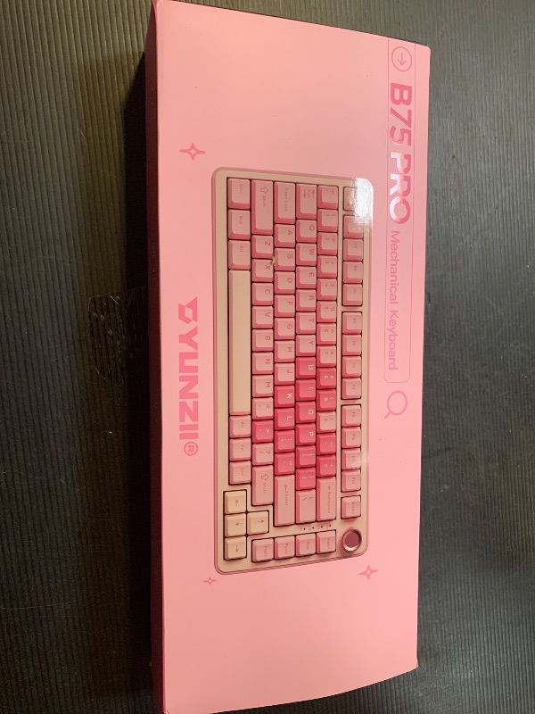 Photo 1 of YUNZII B75 PRO Wireless Mechanical Keyboard,75% Layout with Knob,Hot Swap Gasket Custom Structure,Creamy Pre-lubed Switches,RGB Backlit,Bluetooth/Type-C/2.4G for Win/Mac(Milk Switch,Pink)