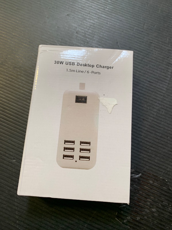 Photo 1 of 6 Ports USB Charger Hub Desktop US Plug AC Power Wall Travel Charging Adapter Slots Charging Station Extension Socket Outlet with Cable