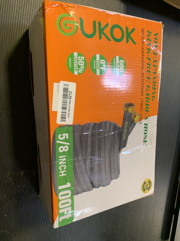 Photo 1 of GUKOK 2025 Upgraded 100FT Non-Expanding Garden Hose, Ultra-Light & Flexible Water Hose - Burst-Resistant, Kink-Free, High-Pressure, All-Weather Use for Lawns, Gardens, and Outdoor Cleaning
