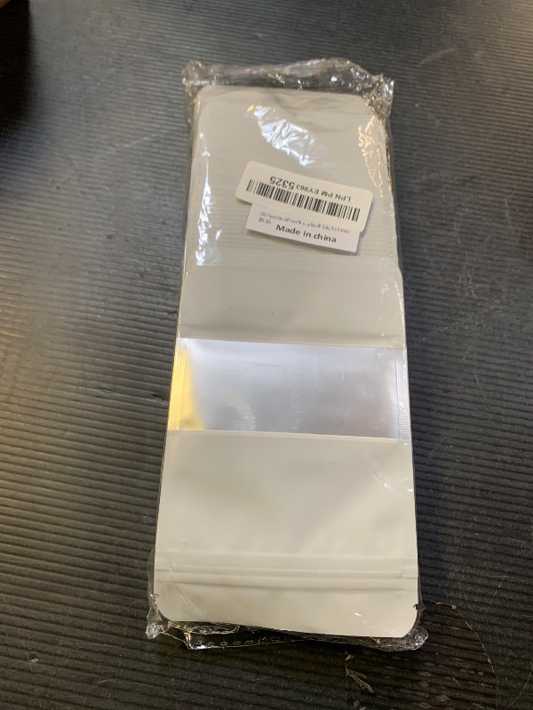 Photo 1 of 100 Pieces Smell Proof Mylar Bags, Resealable Food Storage Bags with Clear Window, Foil Pouch Stand-up Bags for Food Self Sealing Storage Supplies (White, 4 x 6 Inch)