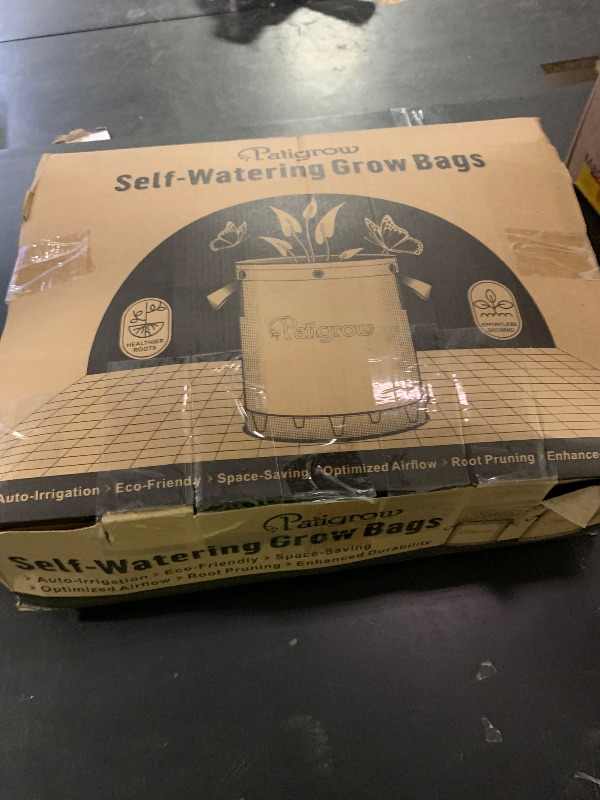 Photo 1 of Patigrow Self-Watering Grow Bags, 5-Pack 7 Gallon 420G Thick Nonwoven Fabric Pots with Reinforced Handles and Multi-Purpose Rings, for Low Stress Plant Training Fruits, Vegetables,and Flowers