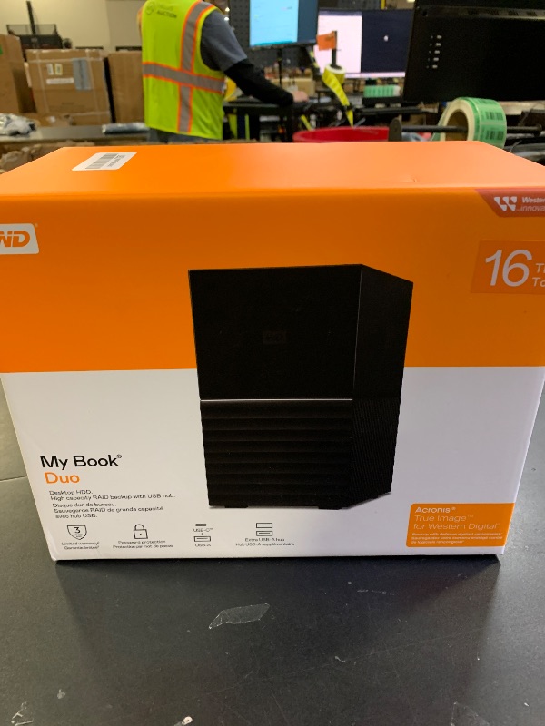Photo 1 of WD 16TB My Book Duo Desktop RAID External Hard Drive HDD, USB 3.1, With Password Protection and Auto Backup Software - WDBFBE0160JBK-NESN