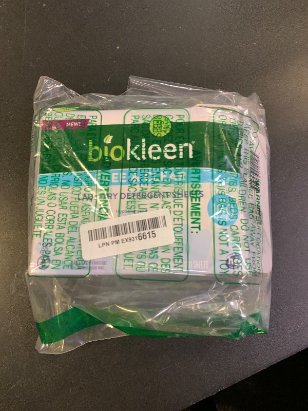 Photo 1 of Biokleen Laundry Detergent Sheets - Dye & Fragrance Free, Hypoallergenic, Enzymatic Cleaner, Stain Remover, Bio Active Formula, No Plastic Jug, Unscented, 100 Loads