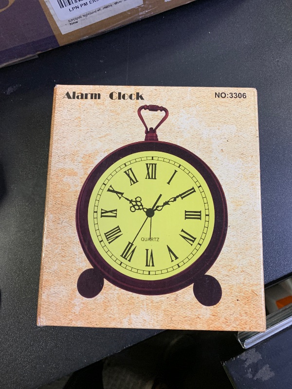Photo 1 of *DAMAGED* TIMESS Vintage Analog Alarm Clock, 6.1" Silent Non-Ticking Quartz Desk Clock with Roman Numerals, Battery Operated Table Clock for Bedroom, Living Room, Office, or Gift (White)