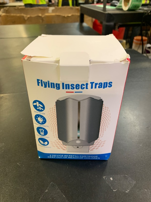 Photo 1 of FTOTL 2 Flying Insect Traps & 6 Refill Glue, Fly Trap Indoor, Safe & Quiet Bug Catcher for Fruit Flies, Gnats, Mosquitoes, Moths & Small Insects with UV Light