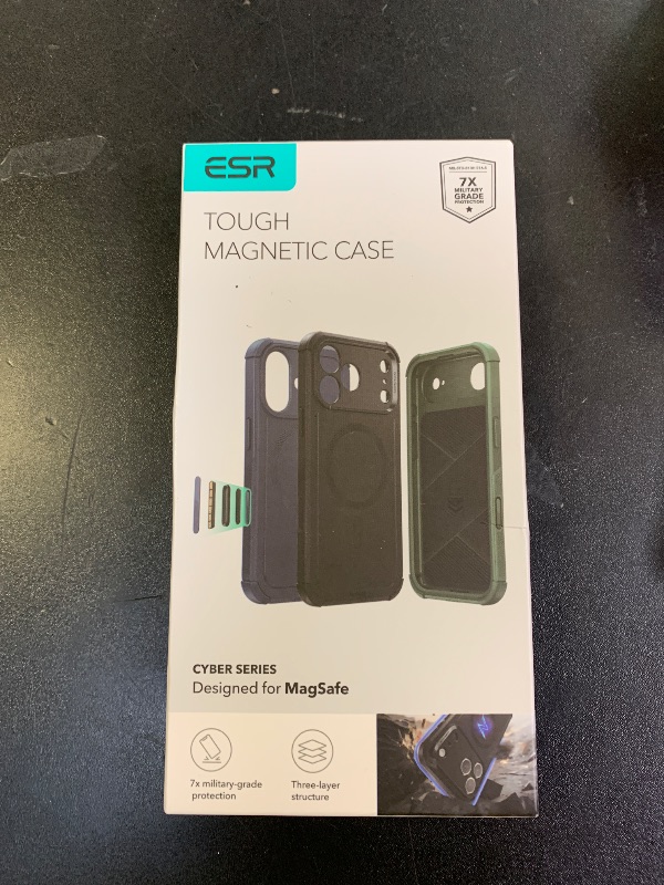 Photo 1 of ESR for iPhone 17 Case, 7X Military-Grade Drop Protection, Shock-Absorbing Rugged Cover with Camera Control Button, MagSafe Accessories Compatible, Cyber Series, Black