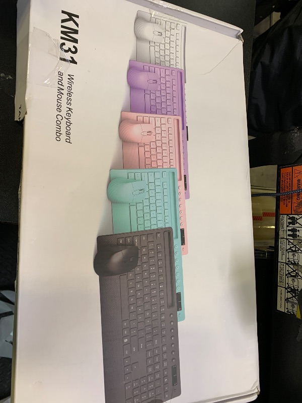 Photo 1 of Trueque Wireless Keyboard and Mouse Combo - Full-Size Quiet Keyboard with Palm Rest, Phone Holder, Multimedia Keys, Power Switch, Compatible with Windows, Chrome OS, PC, Laptop (Batteries Included)