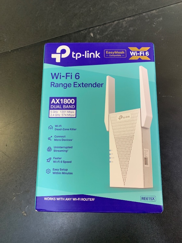 Photo 1 of TP-Link RE615X AX1800 WiFi 6 Range Extender w/Ethernet Port | 1.8G Dual-Band Wireless Repeater Amplifier | Up to 2100 Sq. Ft., 64 Devices | Internet Signal Booster | APP Setup | EasyMesh Compatible