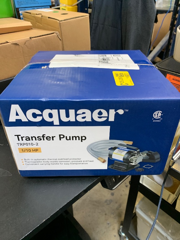Photo 1 of Acquaer Portable Electric Utility Water Transfer Pump 115V 1/10 HP with Suction Hose Kit, Low Suction Water Removal for Water Beds, Pools, Rain Barrel, Aquariums