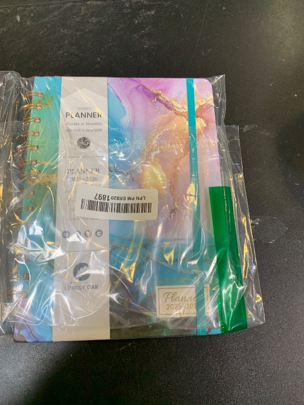 Photo 1 of Lonely Oak Academic Planner 2025-2026, Daily Weekly and Monthly Calendar Planner 6.18" x 8.5" with Tabs, Spiral School Year A5 Agenda from JUL.2025 to JUN.2026 for Student and Teacher (Cyan Marble)