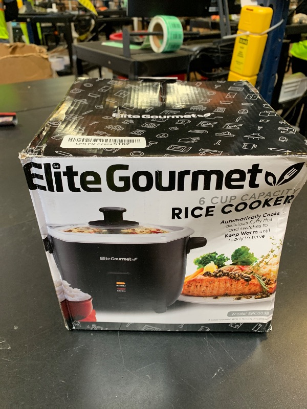 Photo 1 of Elite Gourmet ERC003B Electric Rice Cooker with Automatic Keep Warm Makes Soups, Stews, Grains, Hot Cereals, 6 Cups Cooked (3 Cups Uncooked), Black