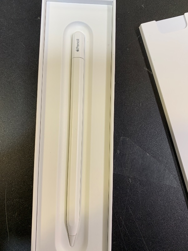 Photo 1 of Apple Pencil (USB-C): Device Compatibility Check Required - Pixel-Perfect Precision, Tilt Sensitivity, Perfect for Note-Taking, Drawing, and Signing Documents. Charges and Pairs with USB-C