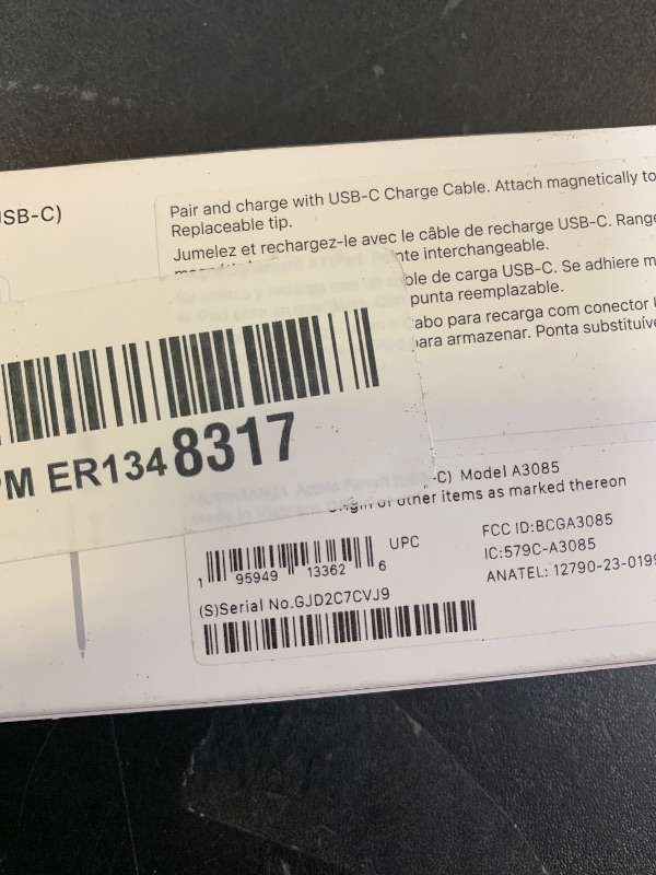 Photo 1 of Apple Pencil (USB-C): Device Compatibility Check Required - Pixel-Perfect Precision, Tilt Sensitivity, Perfect for Note-Taking, Drawing, and Signing Documents. Charges and Pairs with USB-C