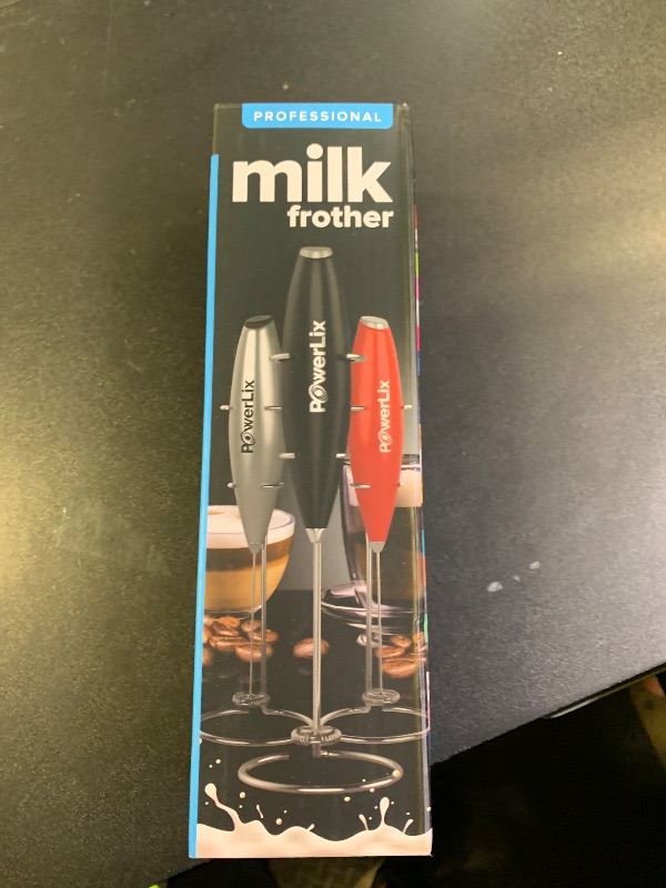 Photo 1 of PowerLix Powerful Handheld Milk Frother With Stand Battery Operated Foam Maker Frother Wand For Coffee (A Black) (A Black)