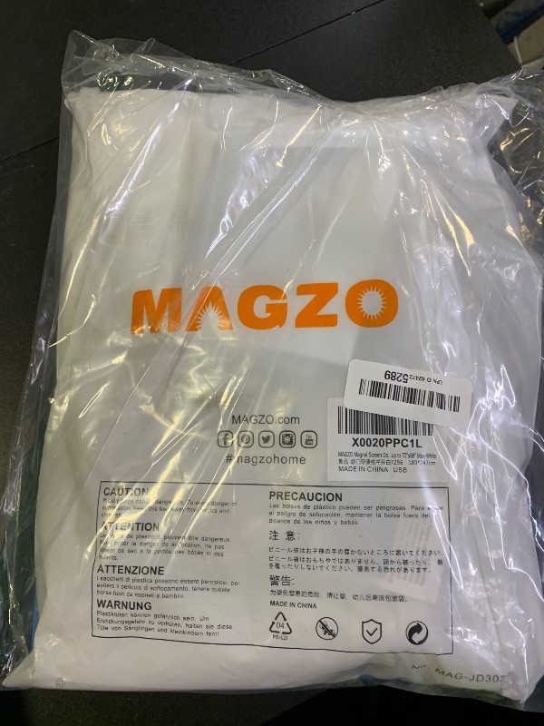 Photo 1 of MAGZO Magnetic Screen Door Fit Door Size 72 x 96 Inch, Screen Size 74" x 97" Polyester Sturdy Mesh with Heavy Duty Full Frame Hook & Loop-White
