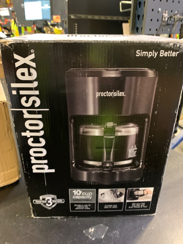 Photo 1 of Proctor Silex 10-Cup Coffee Maker, Works with Smart Plugs That Are Compatible with Alexa, Auto Pause and Serve, Black (48351PS)
