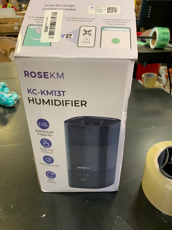Photo 1 of ROSEKM Humidifiers for Bedroom, 2.0L Cool Mist Humidifier for Home Plant and Baby Nursery, Quiet Ultrasonic Humidifier with 360° Nozzle, Auto Shut-Off, Filterless, Black