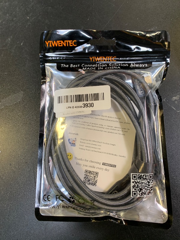 Photo 1 of YIWENTEC YIWNETEC USB C Cable to USB C 3.2 Male Gen2 × 2 Type C Charging Cable, 20Gbps Data Transfer, 240W 48V/5A Fast Charging Cable, 4K @ 60Hz Video Transfer (Angle, 2M)