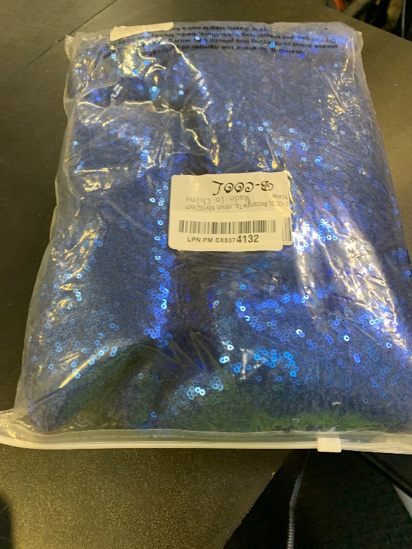 Photo 1 of B-COOL Rectangle Tablecloth Blue Sequin Tablecloth Glitter Fabric 6ft Long Table Cloth for Wedding Party Dining Banquet Independence Day Tablecloths Decoration, 60x102 inch