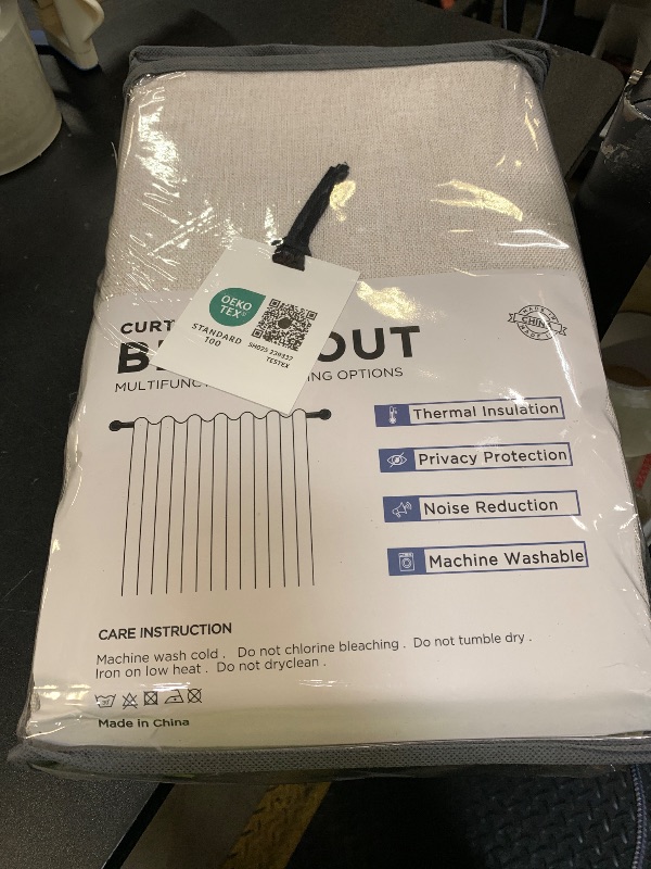 Photo 1 of 100% Blackout Shield Linen Blackout Curtains for Bedroom 84 Inches Long, Back Tab/Rod Pocket Living Room Drapes, Thermal Insulated Blackout Curtains 2 Panels Set, 50" W x 84" L, Cream