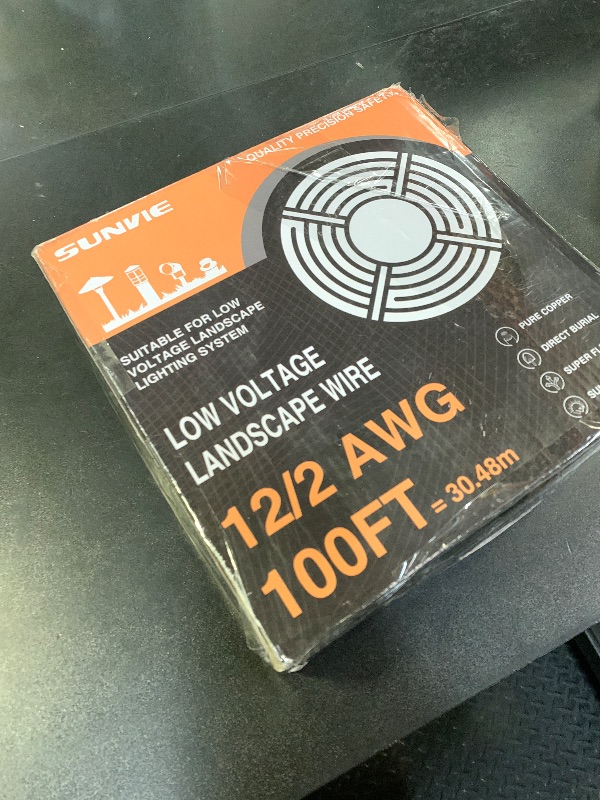 Photo 1 of SUNVIE 100FT 12 Gauge Low Voltage Wire 12/2 Low Voltage Landscape Wire, 12 AWG 2 Conductor Electric Wire Direct Burial 12 Gauge Stranded Copper Wire for Landscape Lighting Lamp Wires, ETL Listed
