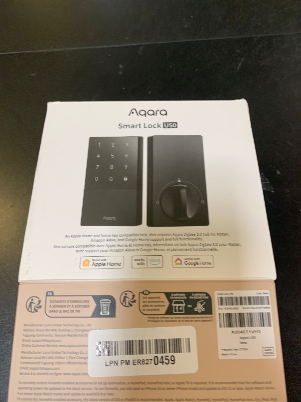 Photo 1 of Aqara Smart Lock U50, Keyless Entry Door Lock with Apple Home Key, Bluetooth Deadbolt Lock, App Remote Control, Supports Apple HomeKit, Matter, Google Home, Alexa, IFTTT, Black
