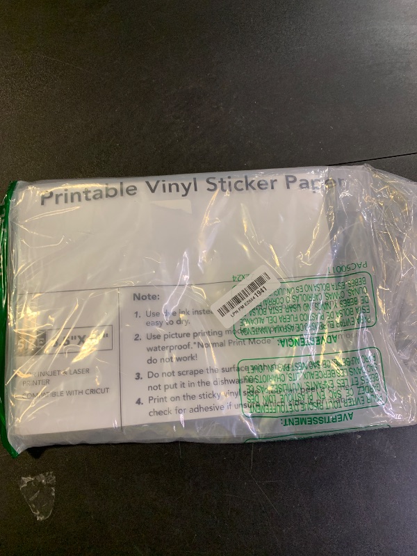 Photo 1 of 100 PCS Printable Vinyl Sticker Paper for inkjet printer & Laser Printer, Standard Letter Size 8.5"x11", Waterproof Sticker Paper Dries Quickly Vivid Colors, Matte White