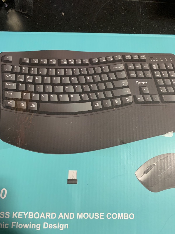 Photo 1 of Wireless Keyboard and Mouse Combo, Full Size Wave Keys Ergonomic 2.4G Keyboard with Wrist Rest for Natural Typing, 3 DPI Adjustable Ergonomic Silent Mouse for Computer/Laptop/Windows/Mac (Black)