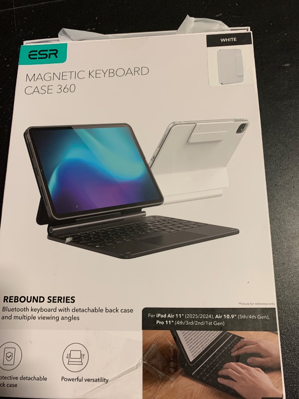 Photo 1 of ESR iPad Air 11 Inch Case with Keyboard (M3/M2, 2025/2024) & iPad Pro 11/Air 5th/4th Gen Keyboard, Easy-Set Magnetic Stand, Portrait/Raised Modes, with Removable Protective Case, White