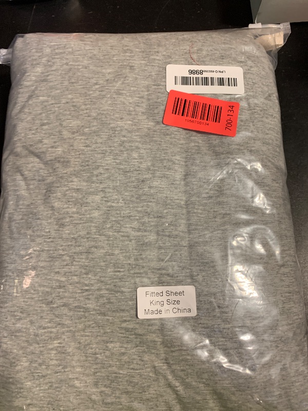 Photo 1 of PURE ERA Jersey Knit Heather Cotton Fitted Bottom Sheet ONLY (No Flat Sheet or Pillow Shams) Deep Pocket Up to 15" to 20" Ultra Soft Comfy Breathable Grey King