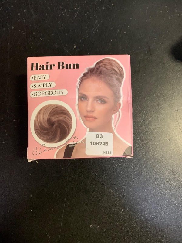 Photo 1 of SARLA Fake Hair Bun Extensions for Women Lady Synthetic Updo Drawstring Ballet Bun Hair Pieces Ash Medium Brown/Ash Blonde