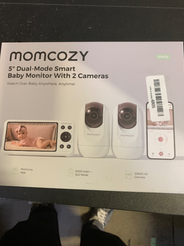 Photo 1 of Momcozy BM04 Smart WiFi Baby Monitor with 2 Cameras, 5'' 1080P Split Screen Video Baby Monitor with Camera and Audio, Clear Night Vision, 5000mAh Battery, 2-Way Audio